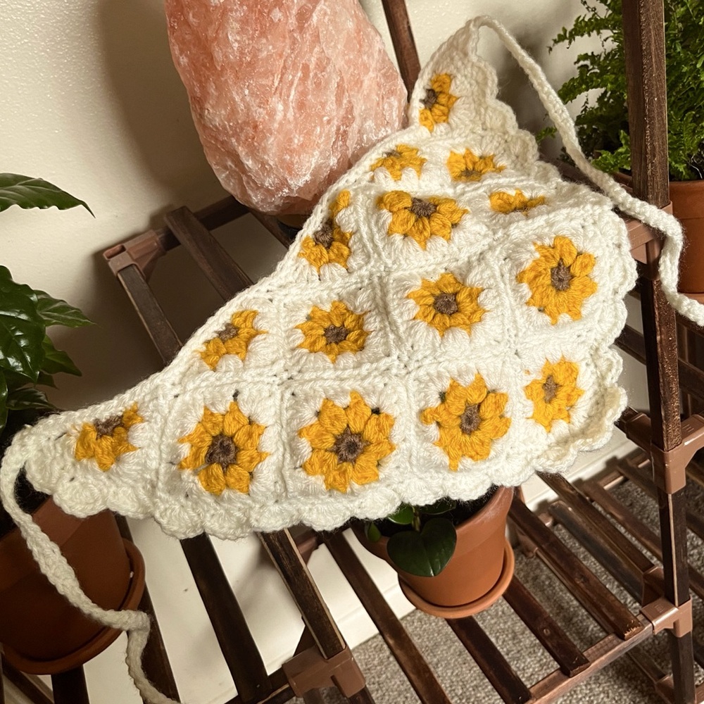 Crochet Flower Bandana - Sunflower - Handmade